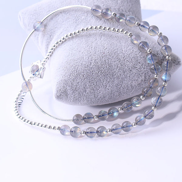 Sterling Silver Grey Moonstone Bead Rosantica Bracelets Handmade Jewelry Accessories Gift Women