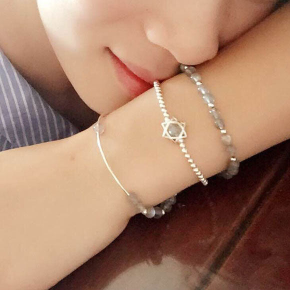 Sterling Silver Grey Moonstone Bead Rosantica Bracelets Handmade Jewelry Accessories Gift Women june birthstone