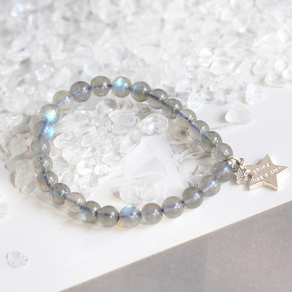 Sterling Silver Moonstone Bead Bracelet Handmade Jewelry Accessories Gift Women chic