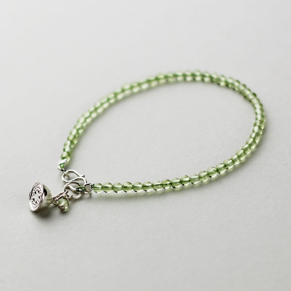 Sterling Silver Peridot Beaded Anklet Handmade Jewelry Accessories Women adorable