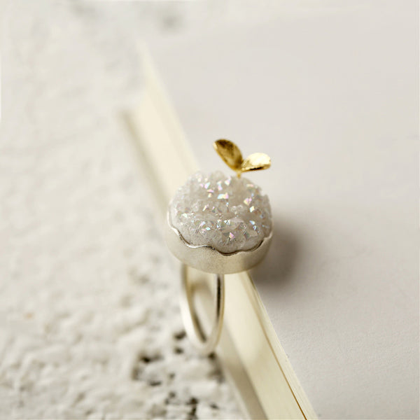 Sterling Silver Raw Drusy Crystal Cluster Rings Handmade Jewelry Accessories Gift Women adorable