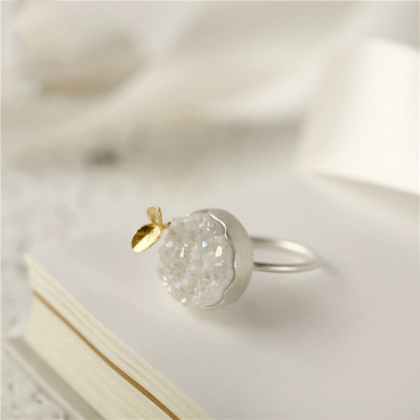 Sterling Silver Raw Drusy Crystal Cluster Rings Handmade Jewelry Accessories Gift Women chic