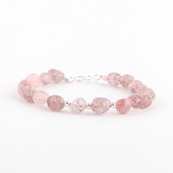 Strawberry Quartz Beaded Bracelets Handmade Crystal Jewelry Accessories Gift Women Unique