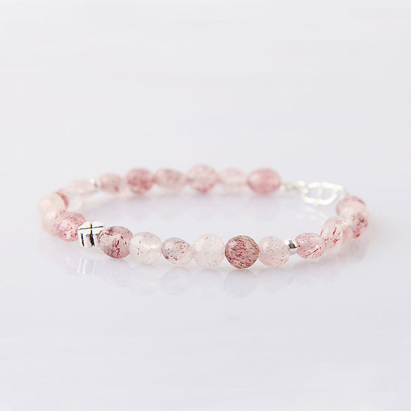 Strawberry Quartz Beaded Bracelets Handmade Gemstone Jewelry Accessories Gift for Women beautiful