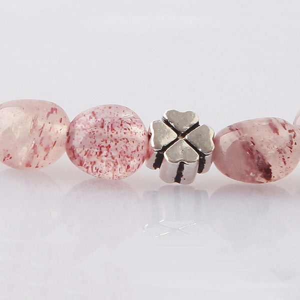 Strawberry Quartz Beaded Bracelets Handmade Gemstone Jewelry Accessories Gift for Women fashionable