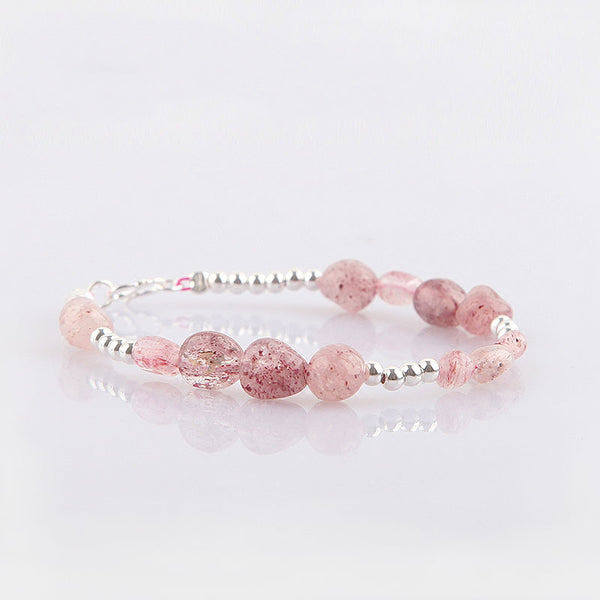 Strawberry Quartz Beaded Bracelets Handmade Gemstone Jewelry Accessories Gift Women adorable