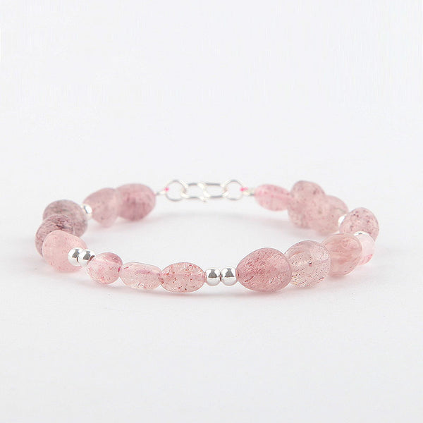 Strawberry Quartz Beaded Bracelets Handmade Gemstone Jewelry Accessories Gift for Women