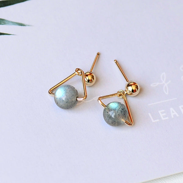 Strawberry Quartz Crystal Moonstone Bead Gold Stud Dangle Earrings Handmade Jewelry Accessories Women beautiful