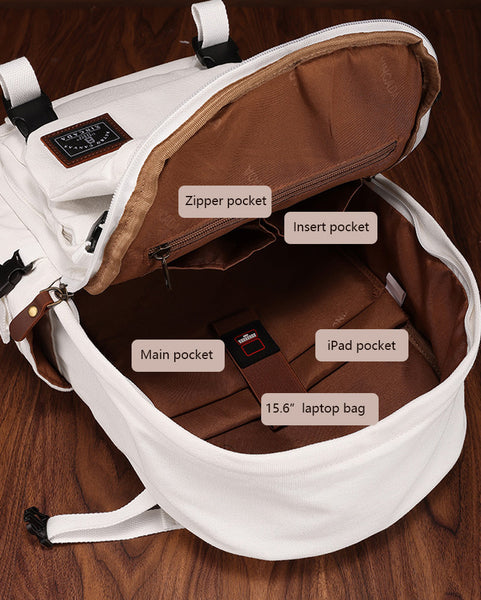 Stylish Canvas Laptop Backpack Ladies Rucksack For Women Inside