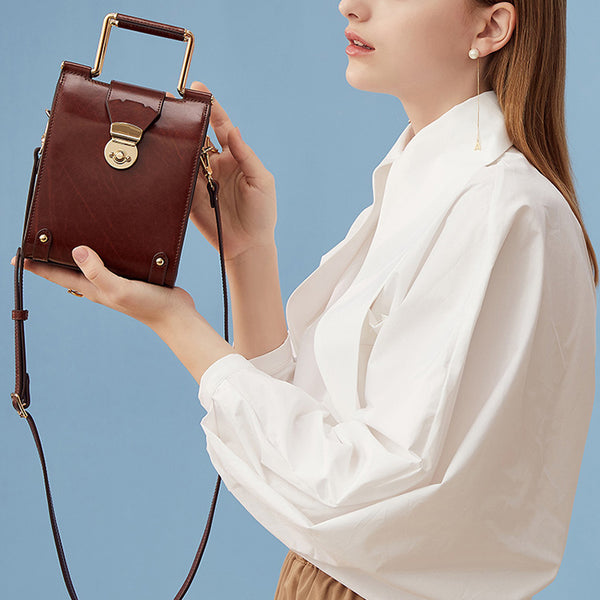 Stylish Cube Bag Womens Crossbody Bags Leather Handbags Purse for Women chic