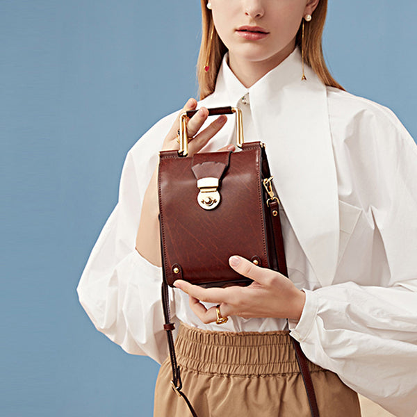 Stylish Cube Bag Womens Crossbody Bags Leather Handbags Purse for Women