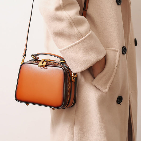 Stylish Cube Bag Womens Leather Crossbody Bags Shoulder Bag for Women girlfriend