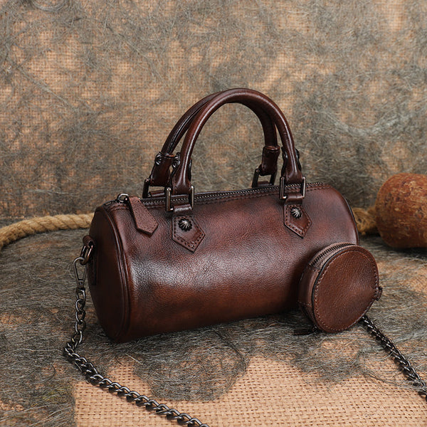 Stylish Ladies Barrel Handbag Brown Shoulder Bag For Women Affordable