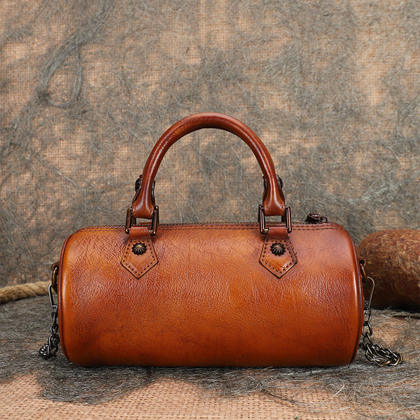 Stylish Ladies Barrel Handbag Brown Shoulder Bag For Women Badass