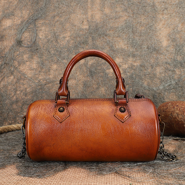 Stylish Ladies Barrel Handbag Brown Shoulder Bag For Women