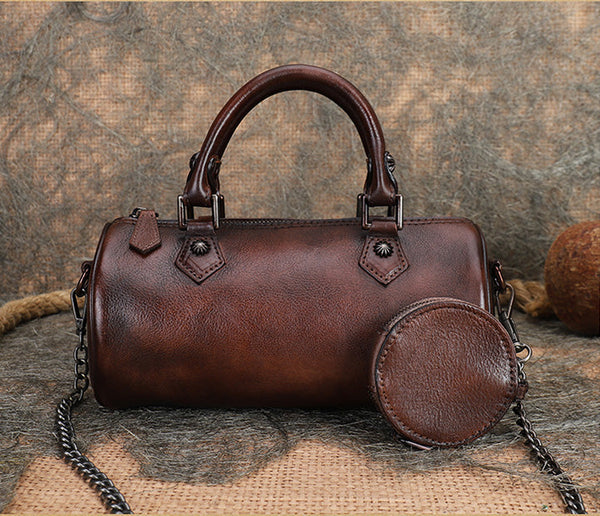 Stylish Ladies Barrel Handbag Brown Shoulder Bag For Women Cute