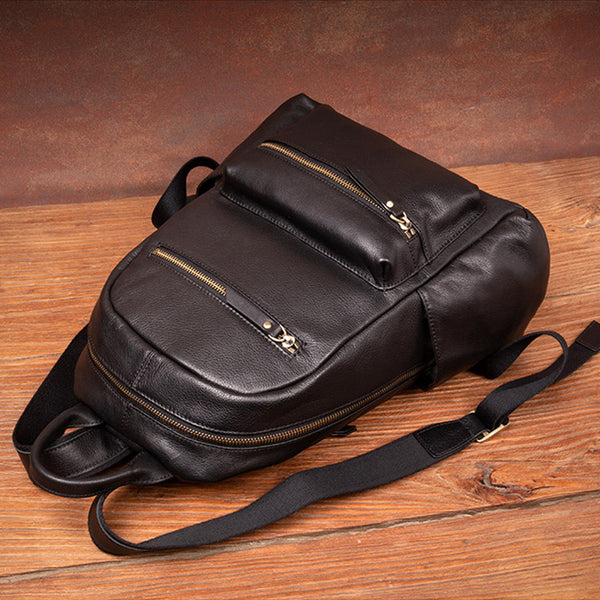 Stylish Ladies Black Genuine Leather Backpack Purse Rucksack For Women Beautiful