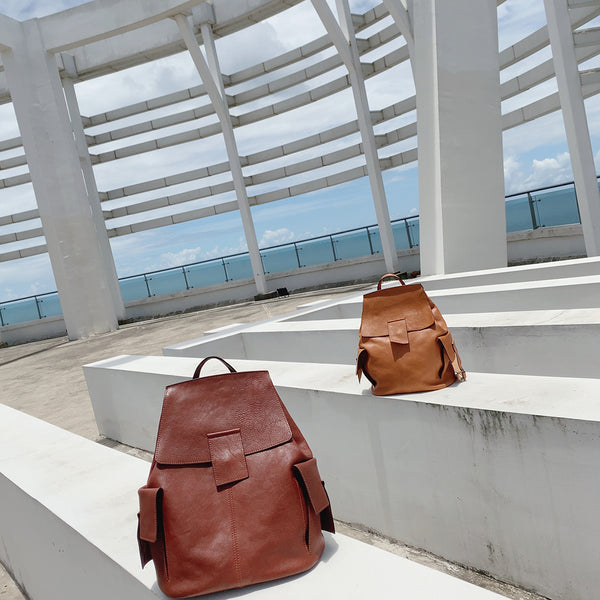 Stylish Ladies Genuine Leather Backpack Purse Rucksack Bag For Women Black