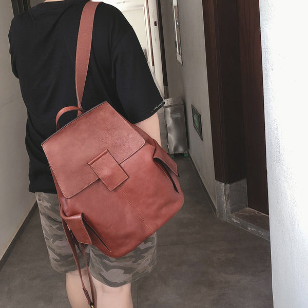 Stylish Ladies Genuine Leather Backpack Purse Rucksack Bag For Women Cool