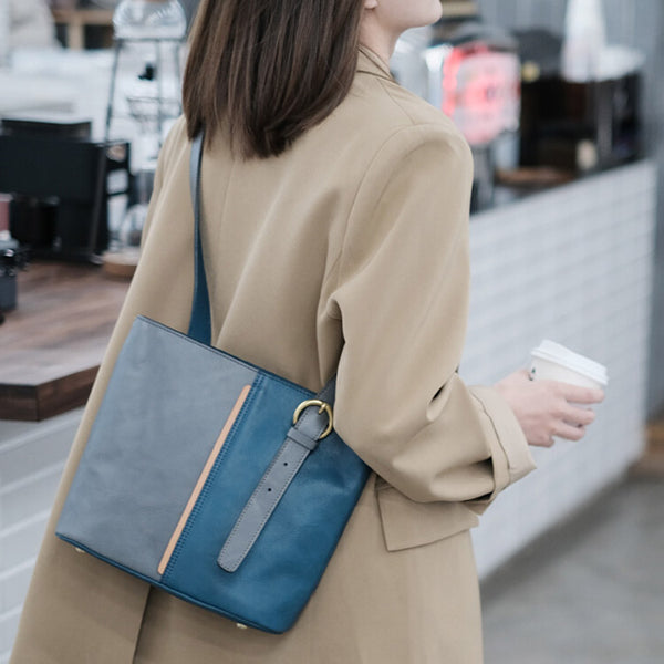 Stylish Ladies Leather Blue Shoulder Bag Genuine Leather Crossbody Bags For Women Accessories