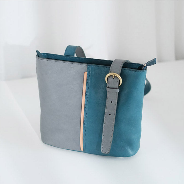 Stylish Ladies Leather Blue Shoulder Bag Genuine Leather Crossbody Bags For Women Casual