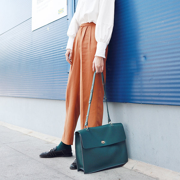 Stylish Ladies Leather Handbags Green Leather Shoulder Bag for Women Accessories
