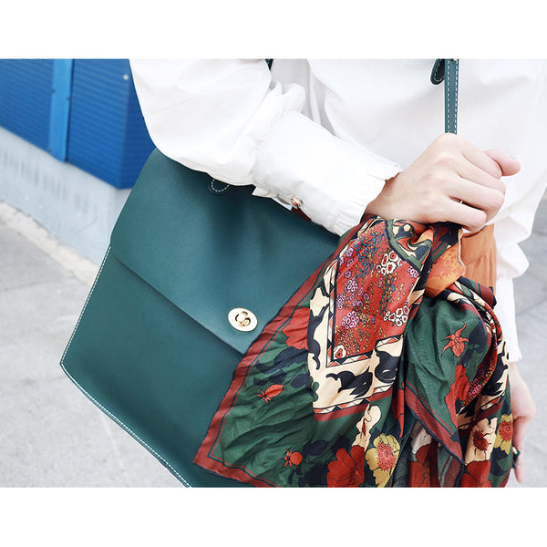 Stylish Ladies Leather Handbags Green Leather Shoulder Bag for Women