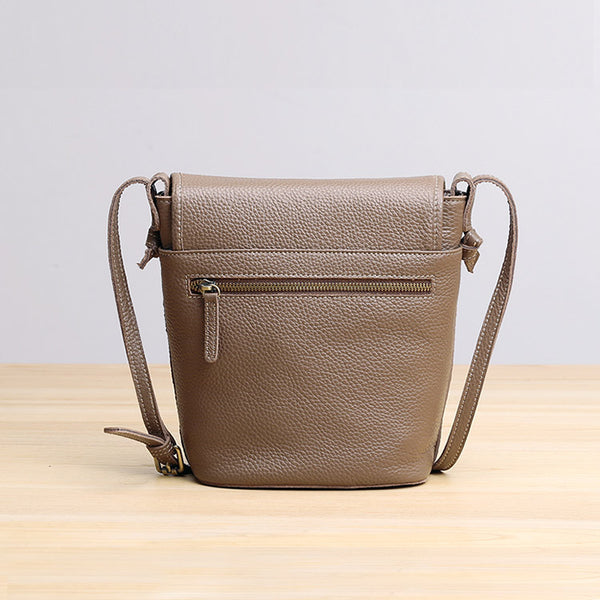Stylish Leather Womens Bucket Bag Crossbody Bags Purse Shoulder Bag Handmade
