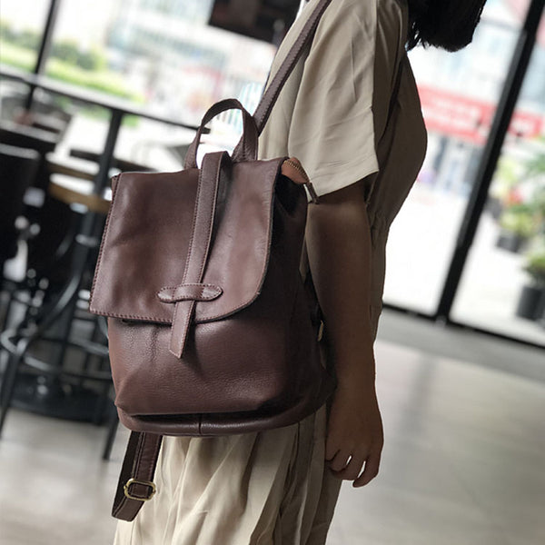 Stylish Small Ladies Genuine Leather Rucksack Backpack Purse for Women Chic
