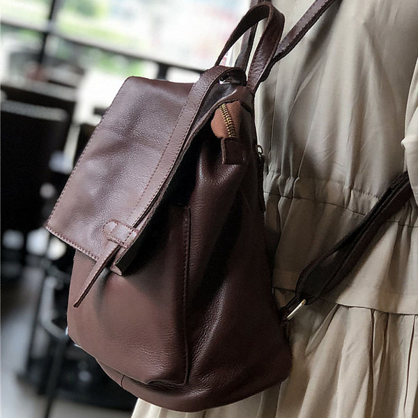 Stylish Small Ladies Genuine Leather Rucksack Backpack Purse for Women Funky