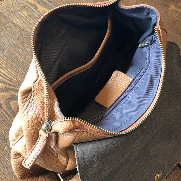 Stylish Small Ladies Genuine Leather Rucksack Backpack Purse for Women Inside