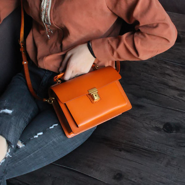 Stylish Women Brown Leather Satchel Bag Crossbody Bags Handbags cute