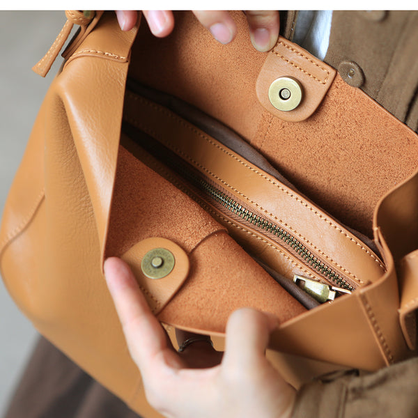 Stylish Women's Genuine Leather Tote Bags Black Leather Shoulder Bag Inside