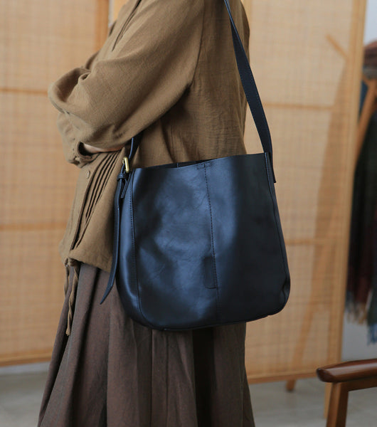 Stylish Women's Genuine Leather Tote Bags Black Leather Shoulder Bag Nice