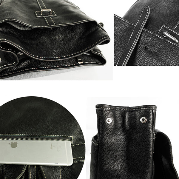 Stylish Womens Black Leather Backpack Bag Laptop Book Bag Purse for Women Genuine Leather