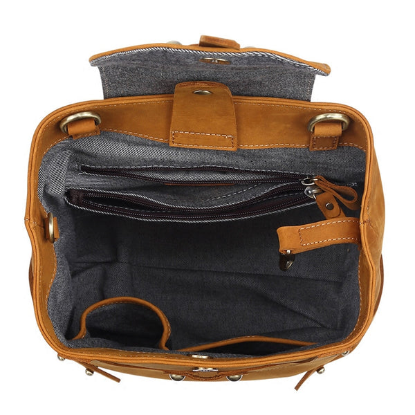 Stylish Womens Brown Leather Backpack Purse Cross Shoulder Bags for Women Chic