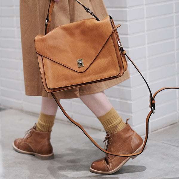 Stylish Womens Brown Leather Satchels Leather Messenger Bag For Women Best