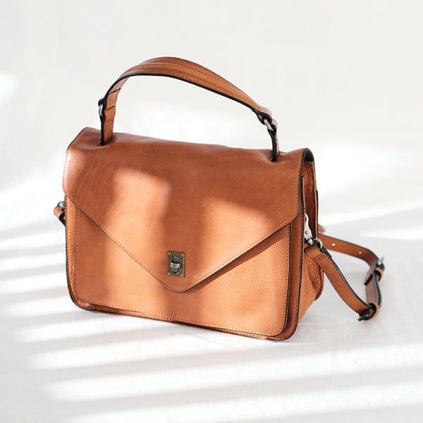Stylish Womens Brown Leather Satchels Leather Messenger Bag For Women Casual