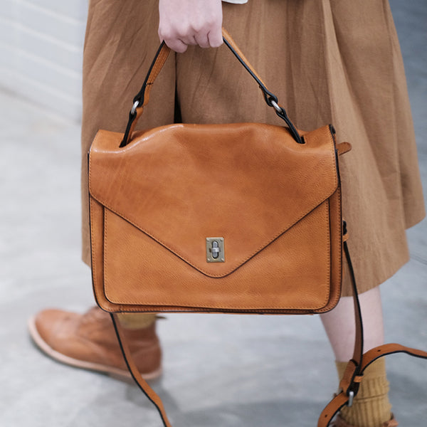 Stylish Womens Brown Leather Satchels Leather Messenger Bag For Women Cowhide