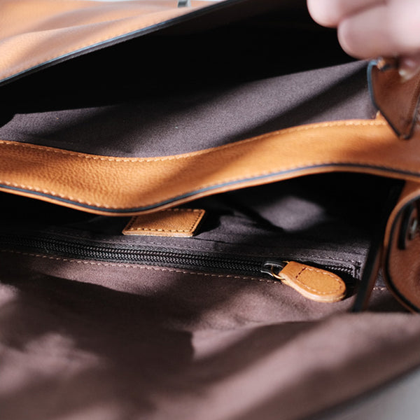 Stylish Womens Brown Leather Satchels Leather Messenger Bag For Women Inside