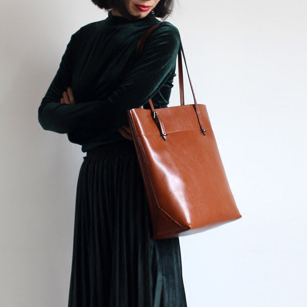 Stylish Womens Brown Leather Tote Bag Handbags Shoulder Bag for Women Accessories