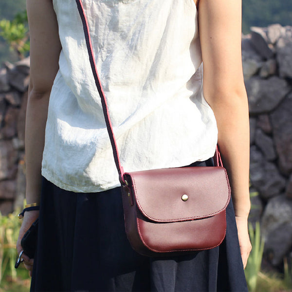 Stylish Womens Leather Saddle Bag Crossbody Bags Purse for Women mini