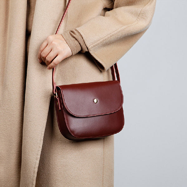 Stylish Womens Leather Saddle Bag Crossbody Bags Purse for Women Vintage