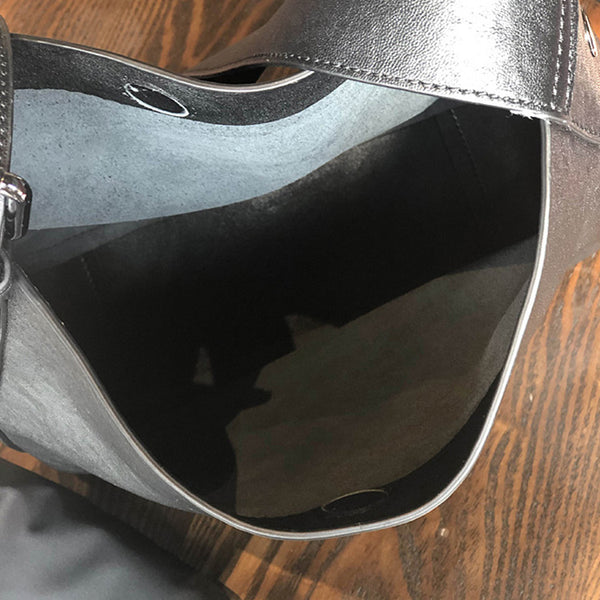 Stylish Womens Leather Tote Bag Black Leather Shoulder Bag For Women Inside