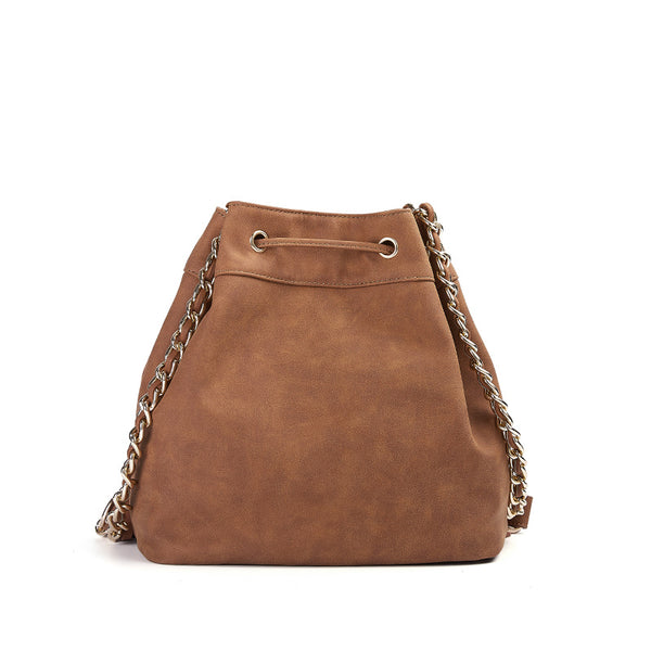 Stylish Womens Suede Bucket Bag Fringe Crossbody Boho Bag For Women Brown