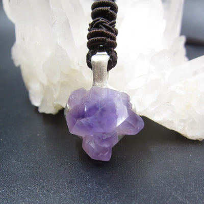 Limit Raw Amethyst Pendant Necklace in Silver Handmade Unique Feb birthstone Jewelry Women