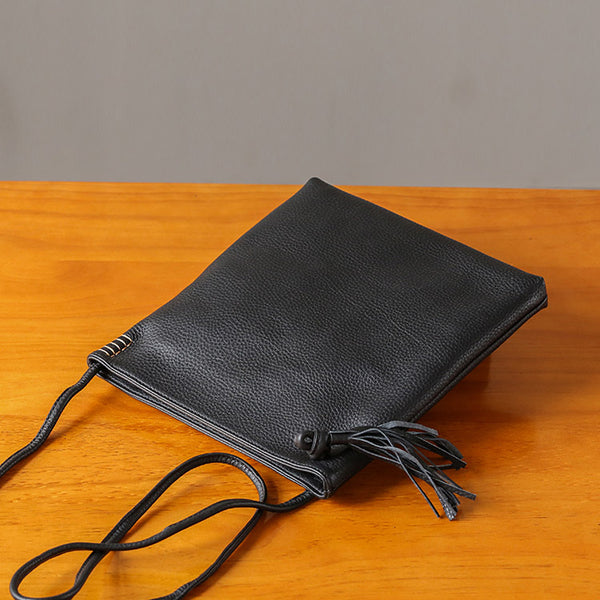 Tassels Work Bag Womens Leather Crossbody Bags Shoulder Bag for Women Brown