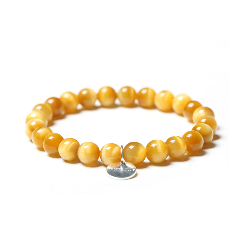 Tigereye Cat's eye Bead Silver Bracelet Handmade Gemstone Jewelry Accessories Women Men