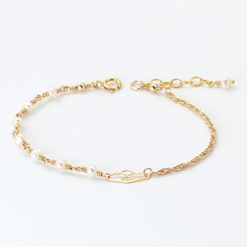 Tiny Freshwater Pearl Bead Bracelet Gold Handmade Jewelry Accessories Women
