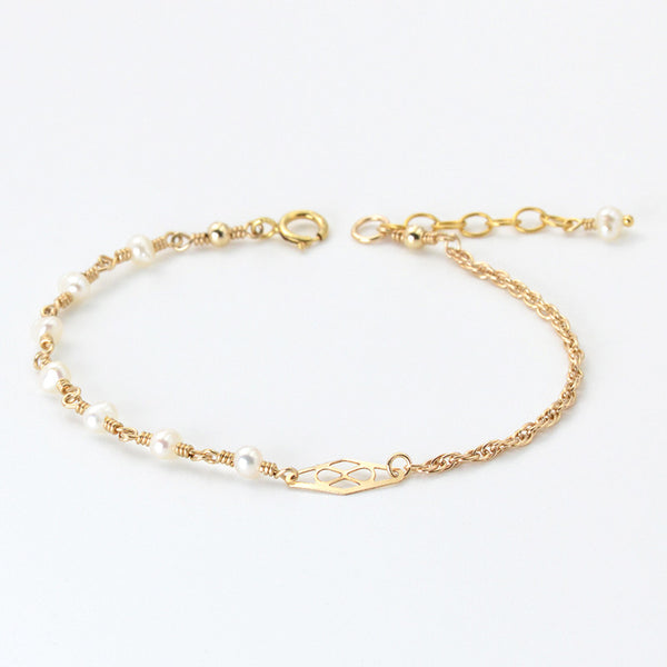 Tiny Freshwater Pearl Bead Bracelet Gold Handmade Jewelry Accessories Women